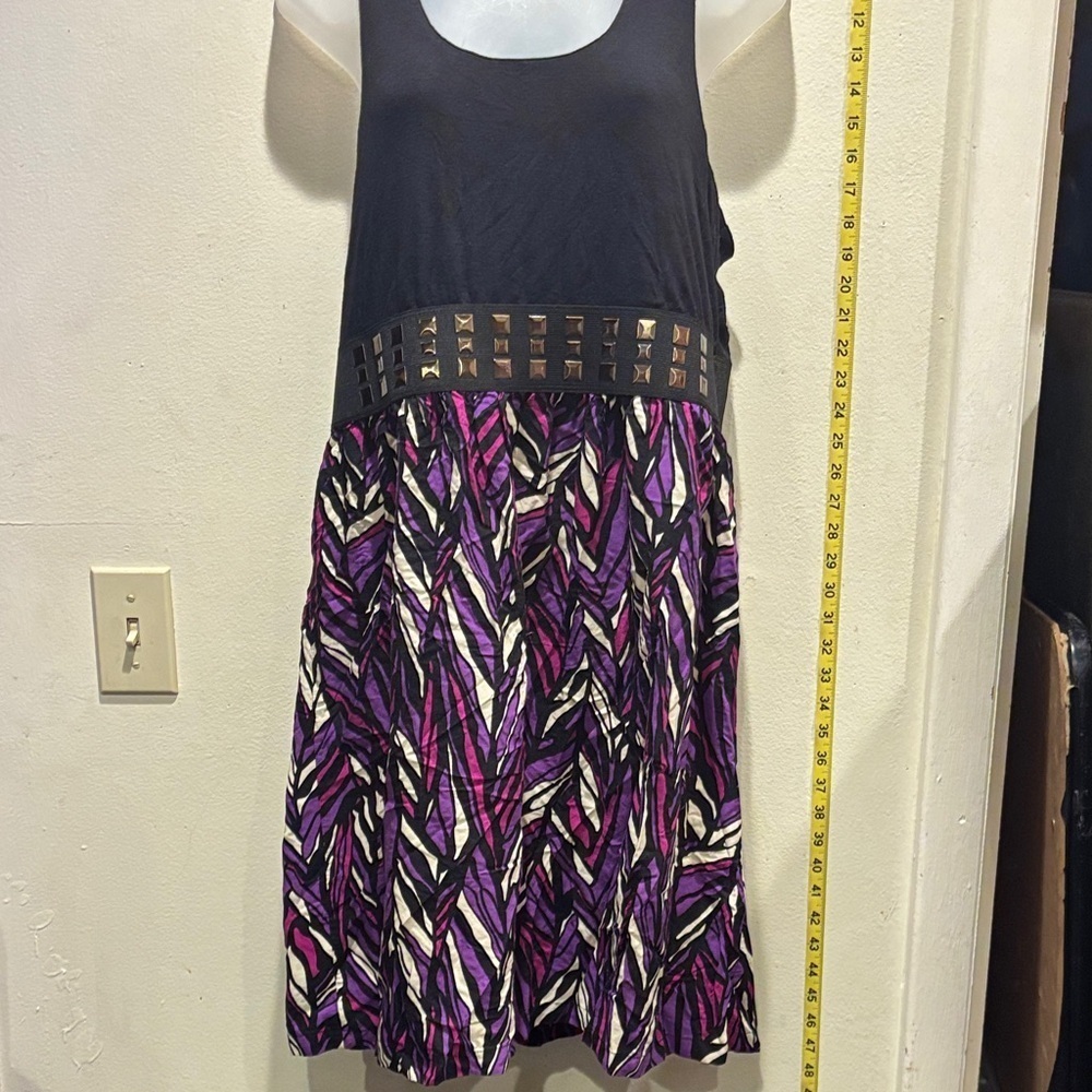 Apt. 9 Black and Purple Geometric Midi Dress